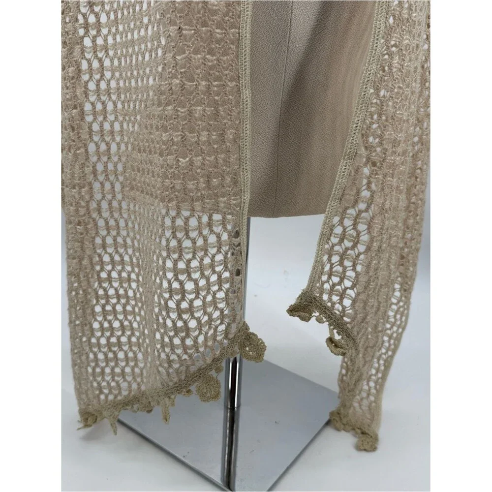Unbranded Open Knit Crochet Scarf Accessory Boho Wrap Beige Coastal